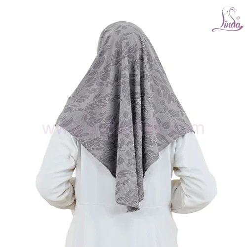 Grey Floral Print Modesty Hijab for Girls – Elegant & Soft - Image 3