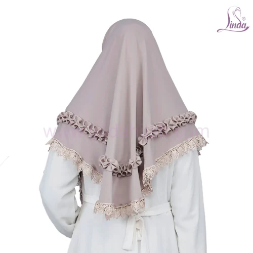 Ribbed Taupe Instant Hijab for Girls – Soft & Elegant Wear - Image 3