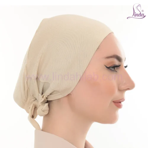 Classic Beige Jersey Bonnet Turban – Soft & Elegant Fit - Image 3