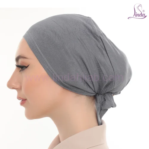 Soft Charcoal Grey Slip On Turban Cap – Modest & Chic - Image 2