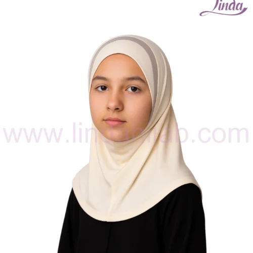 Soft Cream Kids Hijab for Everyday Comfort - Image 2