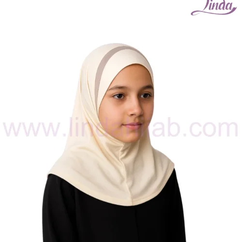 Soft Cream Kids Hijab for Everyday Comfort - Image 3
