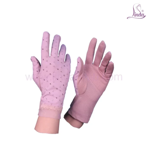 Linda Ladies Cotton Printed Gloves - Sparkle Glitter Design - UV Protection Gloves - Image 3