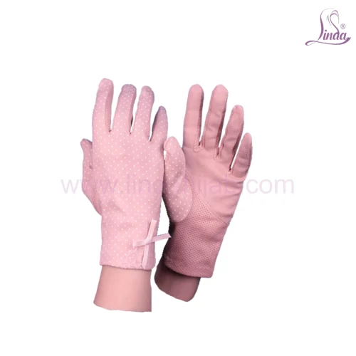 Linda Ladies Cotton Printed Gloves - Polka Dot Design - UV Protection Gloves - Image 5