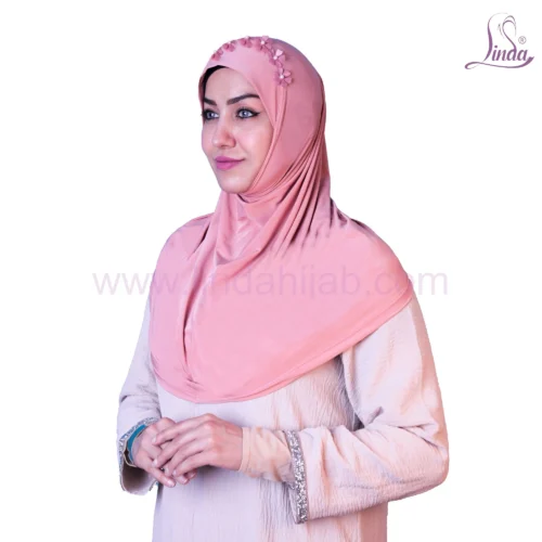 LADIES RAYON ONE PC HIJAB WITH FLORAL EMBELLISHMENTS - Image 4