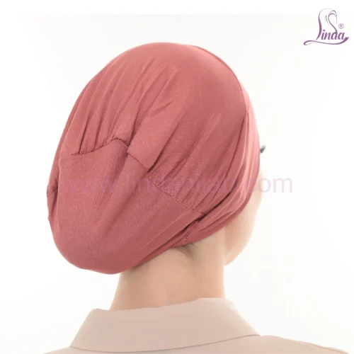 Stylish Dusty Rose Crossover Turban Cap – Soft & Chic - Image 4