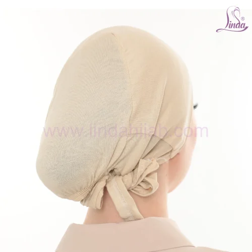 Classic Beige Jersey Bonnet Turban – Soft & Elegant Fit - Image 4