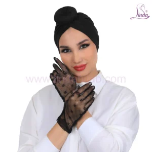 Black Cotton Dantel Lace Gloves for Women | Elegant Modest Wear