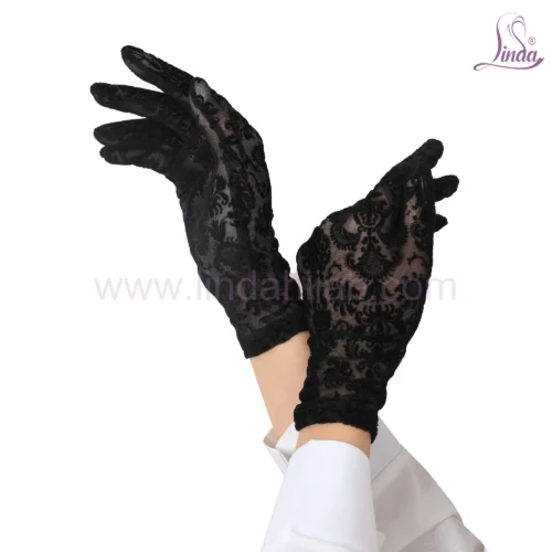 Black Dantel Floral Lace Gloves for Women | Elegant Modest Wear - Image 3