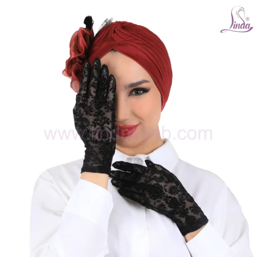 Black Dantel Floral Lace Gloves for Women | Elegant Modest Wear - Image 2