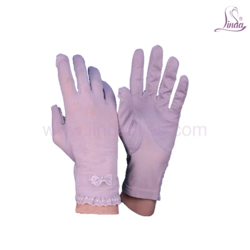Women's Rayon Dantel Gloves - Decorative Lace Trim with Bow - Linda Brand - Image 3