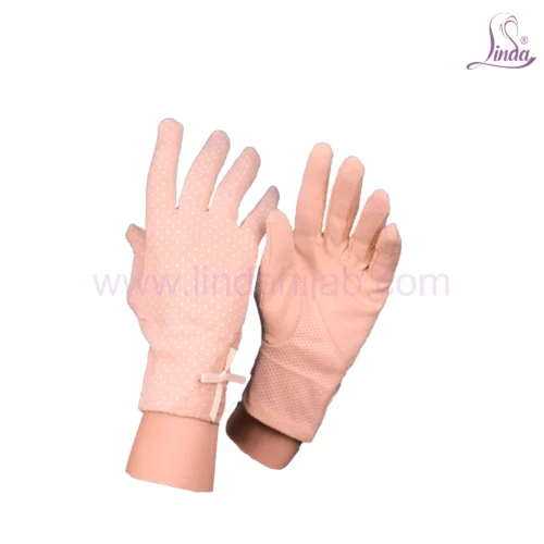 Linda Ladies Cotton Printed Gloves - Polka Dot Design - UV Protection Gloves - Image 4