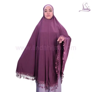 LADIES RAYON ONE PC HIJAB WITH LACE TRIM AND TASSEL DETAILING