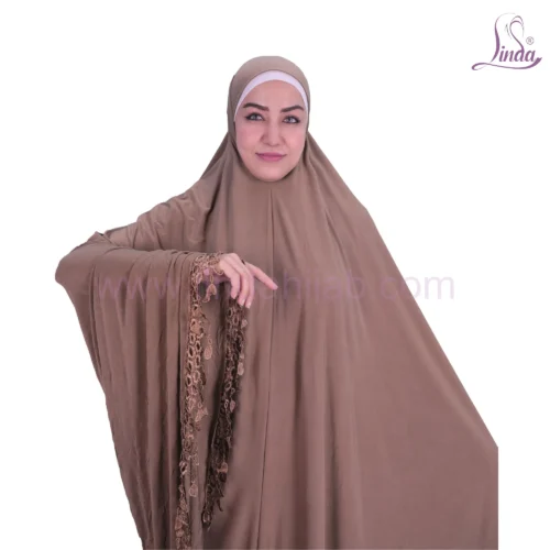 LADIES RAYON ONE PC HIJAB WITH LACE TRIM AND TASSEL DETAILING - Image 8