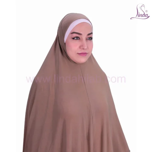 LADIES RAYON ONE PC HIJAB WITH LACE TRIM AND TASSEL DETAILING IN MOCHA - Image 8