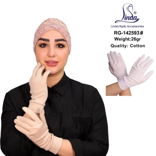 Light Pink Cotton Gloves for Women - Soft & Stylish - Image 3