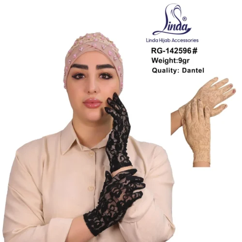 Cotton Dantel Lace Gloves for Women - Elegant Semi sheer Design - Image 3