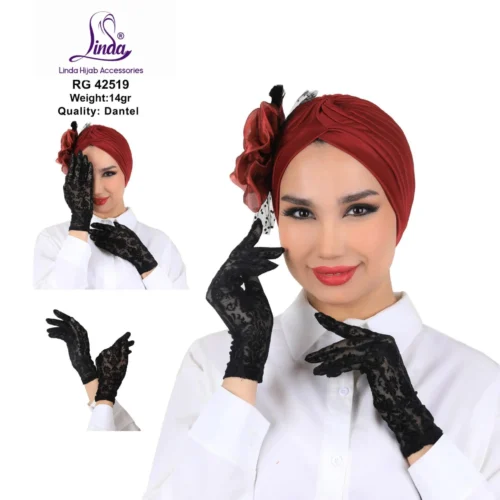 Black Dantel Floral Lace Gloves for Women | Elegant Modest Wear - Image 4