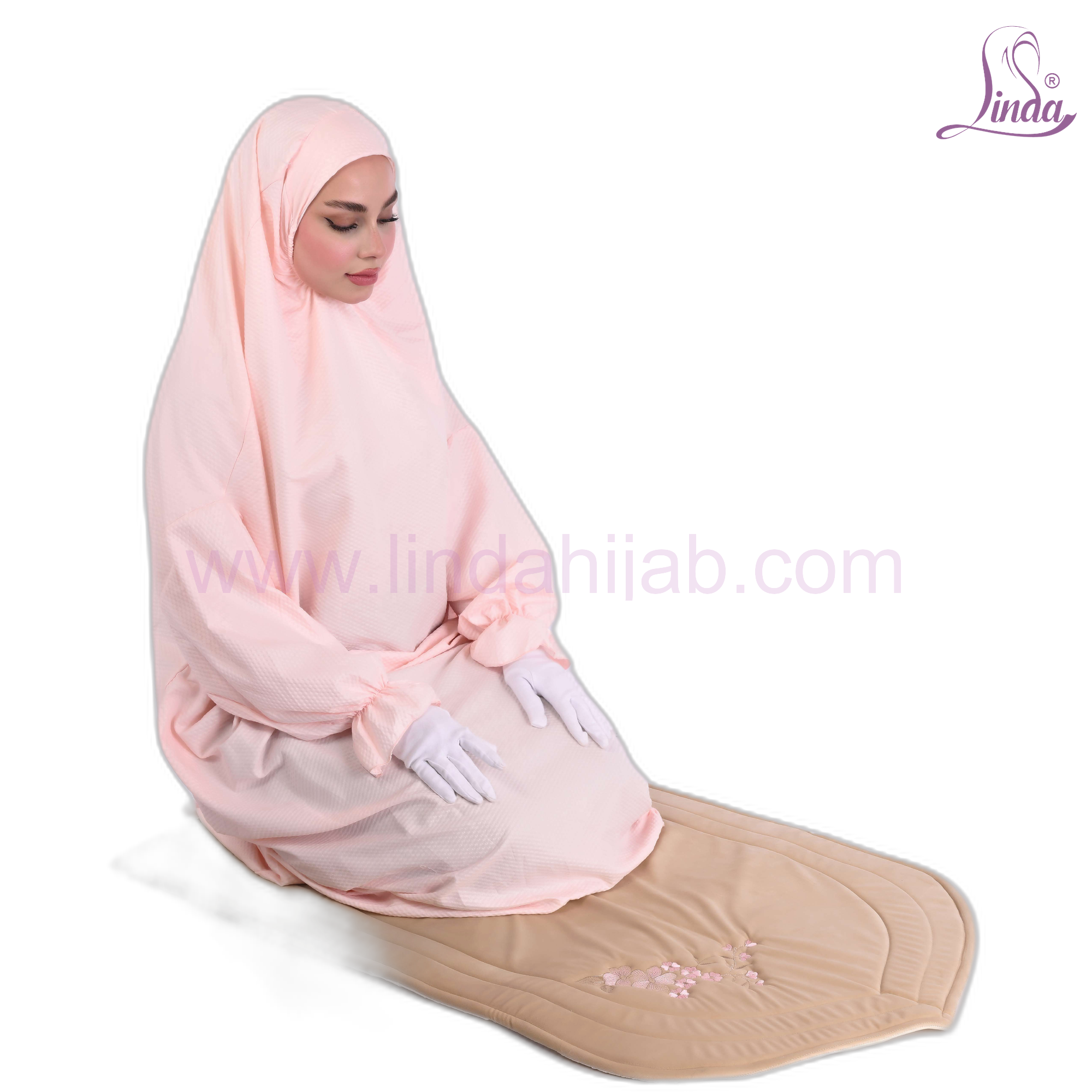 Women Prayer Dress Blush Pink – One Piece Full Coverage Prayer Abaya with Attached Hood