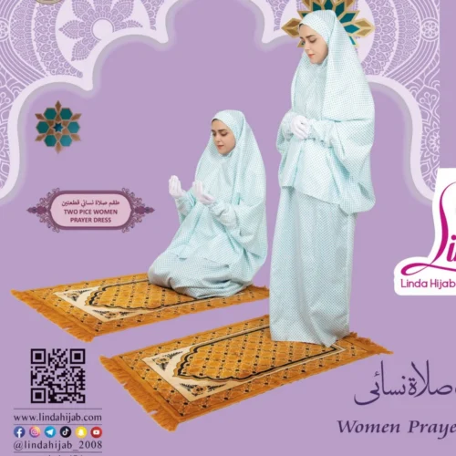 WOMEN'S PREMIUM PRAYER DRESS WITH HIJAB - TURQUOISE POLKA DOT COLLECTION - Image 6
