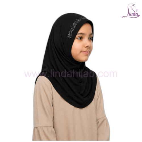 Girls Rhinestone Pull-On Hijab – Instant One-Piece Kids Hijab (8 Colors) - Image 19