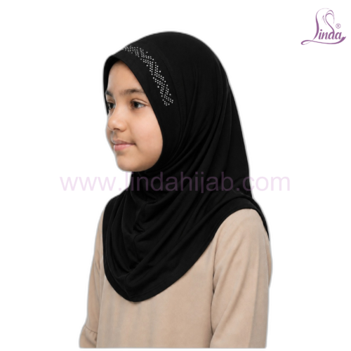 Girls Rhinestone Pull-On Hijab – Instant One-Piece Kids Hijab (8 Colors) - Image 20