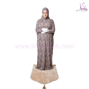 Linda Women’s Full-Coverage 1-Piece Muslim Prayer Dress with Integrated Hijab – Floral Print