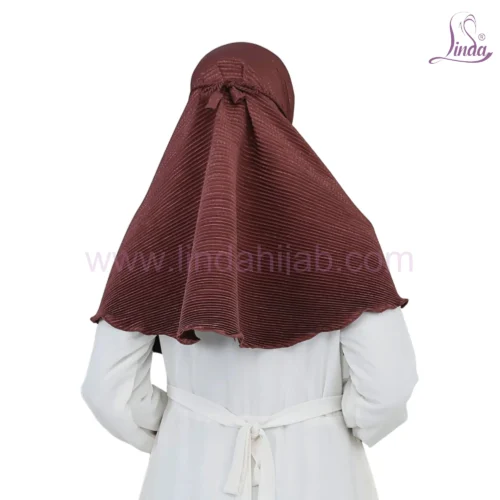 Luxurious Pleated Dark Brown Hijab for Girls - Elegant & Comfortable Wear - Image 3