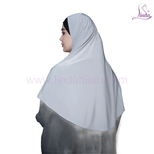 Grey Stretch Jersey Pull-On Hijab | One-Piece Instant Hijab - Image 4