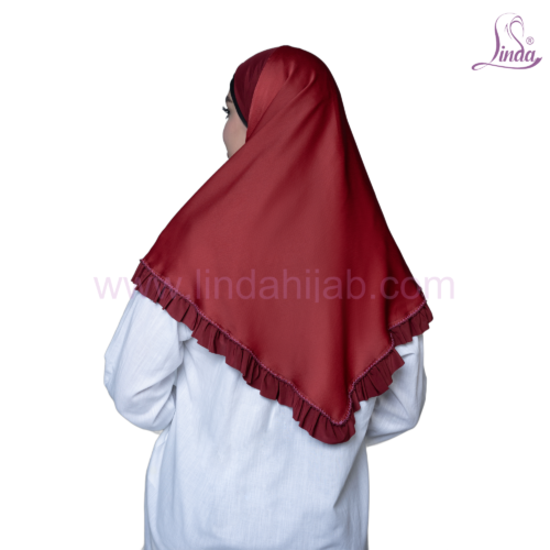 Maroon Ruffle-Trim Button-Front Hijab - Image 4