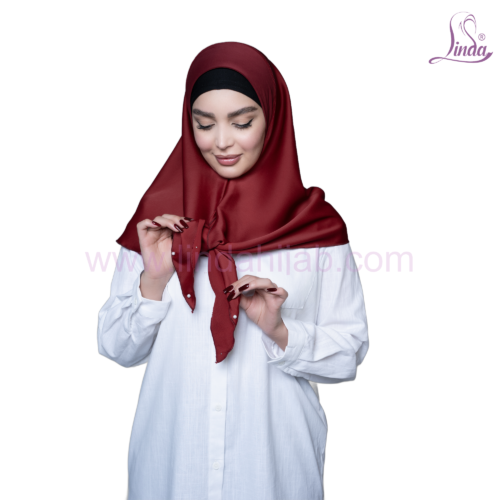 Maroon Silky Tie-Style Hijab Scarf - Image 3