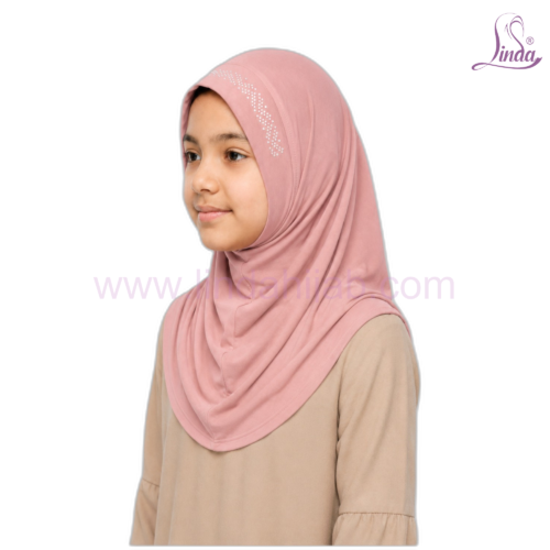 Girls Rhinestone Pull-On Hijab – Instant One-Piece Kids Hijab (8 Colors) - Image 23