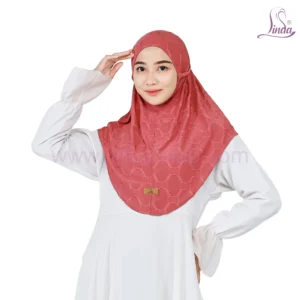 Stylish Patterned Brick Red Hijab for Girls - Elegant & Comfortable Wear
