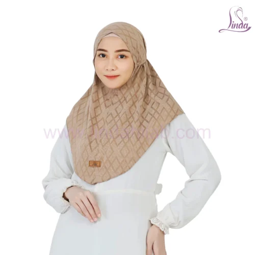 Chic Geometric Patterned Beige Hijab for Girls - Elegant & Modern Wear - Image 1