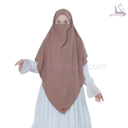 Chocolate Textured Plain Hijab for Girls - Elegant Wear - Image 3