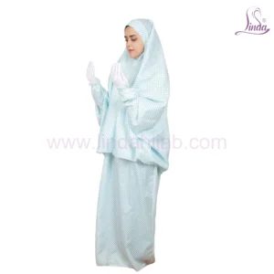 WOMEN'S PREMIUM PRAYER DRESS WITH HIJAB - TURQUOISE POLKA DOT COLLECTION