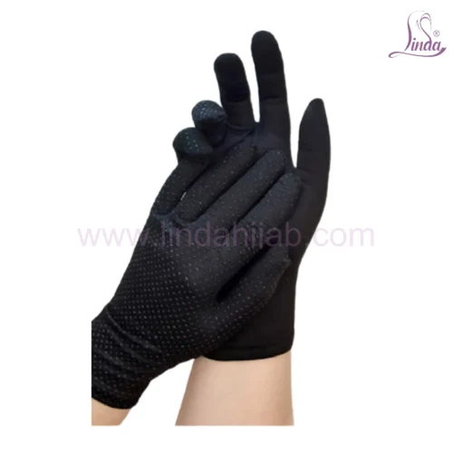 Elegant Ivory Bridal Gloves with Textured Dot Pattern - Image 3