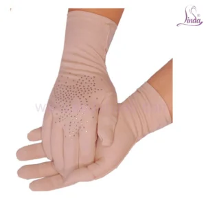 Elegant Blush Pink Formal Gloves with Rhinestone Detail