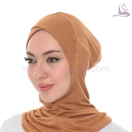 Full Coverage Caramel Crossover Turban – Soft & Elegant - Image 3