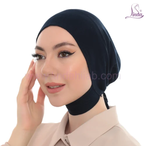 Jet Black Neck Tie Turban Bonnet – Elegant & Adjustable - Image 3