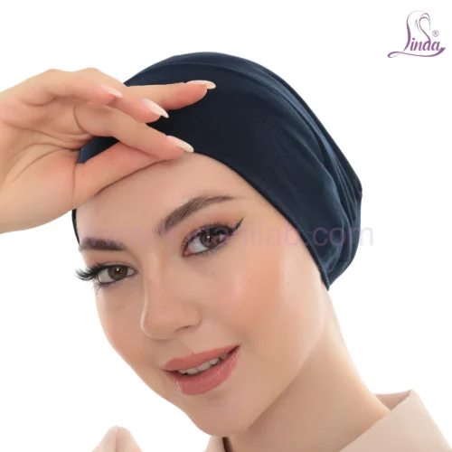Navy Blue Half Cap Turban for Women – Simple & Elegant - Image 3