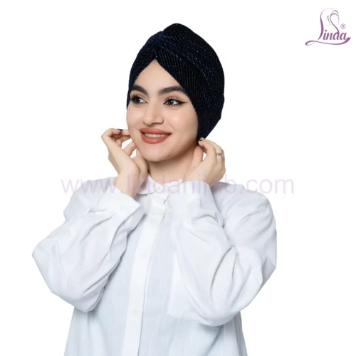 Sparkling Obsidian Velvet Turban – Glamorous Ready to Wear Fit - Image 4