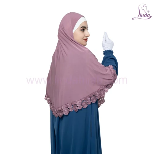 Blush Pink Lace-Trimmed Khimar – Elegant & Modest - Image 2