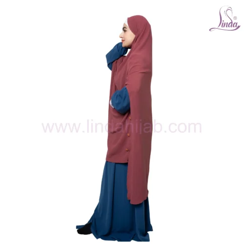 Rust Red Two-Layer Khimar – Modest & Stylish - Image 3