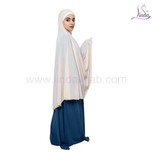 Cream Butterfly Khimar – Elegant and Flowing Design - Image 3