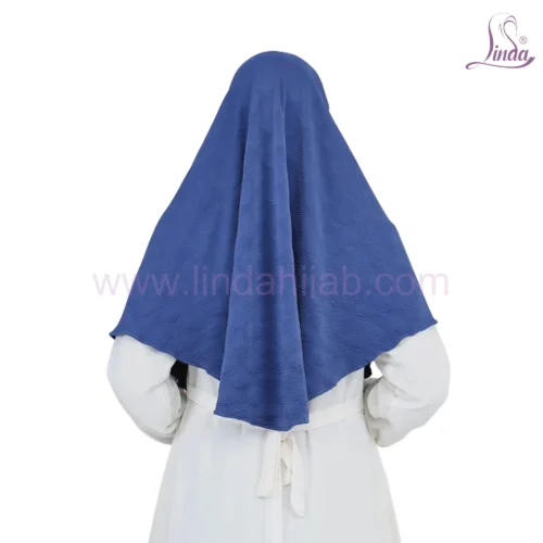 Vibrant Textured Blue Hijab for Girls - Elegant & Comfortable Wear - Image 3