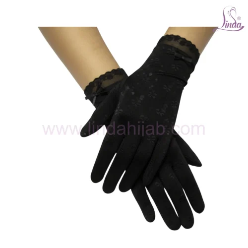 Elegant Bridal Lace Gloves with Wrist Bow - Image 2