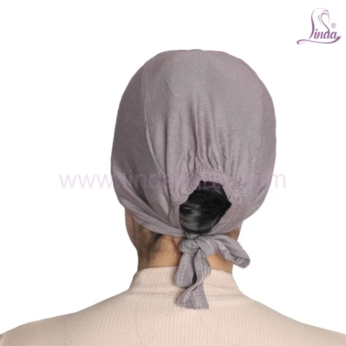 Chic Grey Turban Cap for Women – Minimalist Design, Snug Fit - Image 4