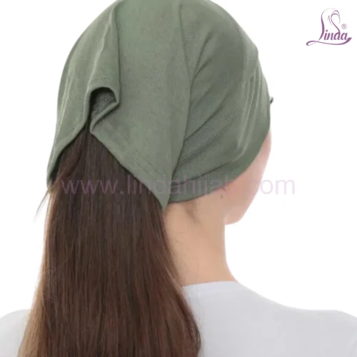 Fashionable Olive Green Crossover Turban – Soft & Chic - Image 4
