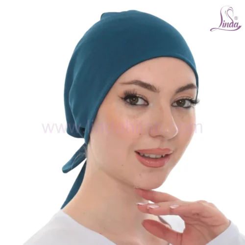 Seamless Deep Teal Tie Back Turban – Elegant & Comfy - Image 3
